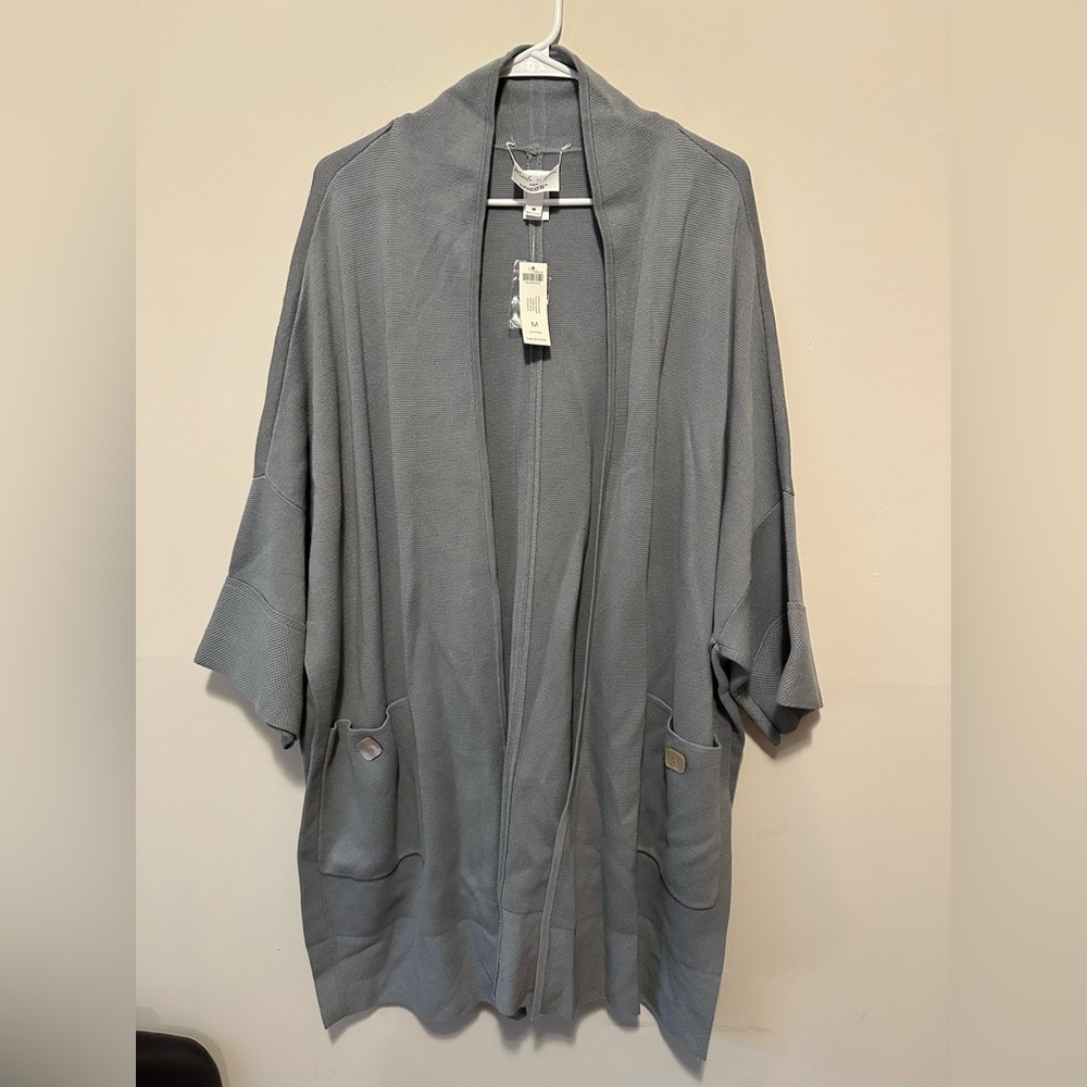 NWT Marla Wynne For Chico's Kimono Sweater Dusty Blue Size M - Picture 4 of 15